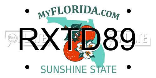 RXTD89 Florida License Plate