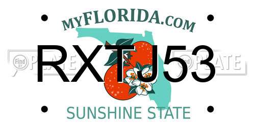 RXTJ53 Florida License Plate