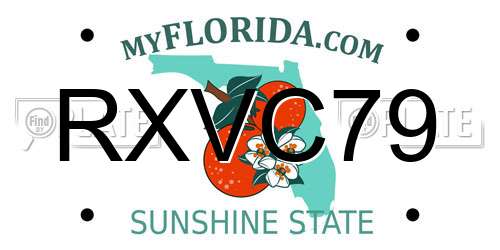 RXVC79 Florida License Plate