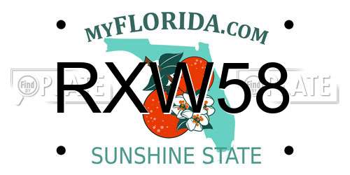 RXW58 Florida License Plate