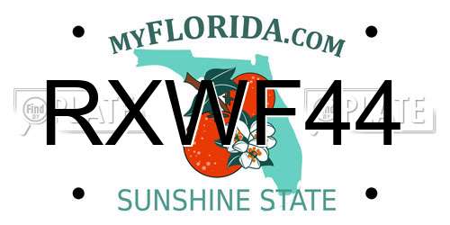 RXWF44 Florida License Plate