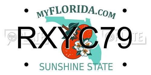 RXYC79 Florida License Plate