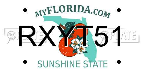 RXYT51 Florida License Plate
