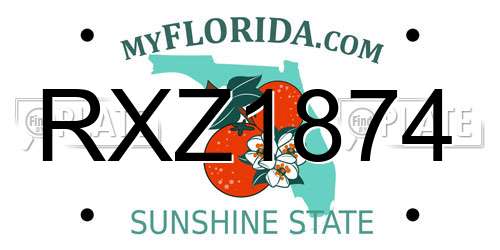 RXZ1874 Florida License Plate