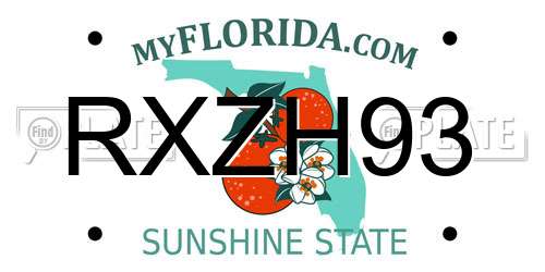 RXZH93 Florida License Plate