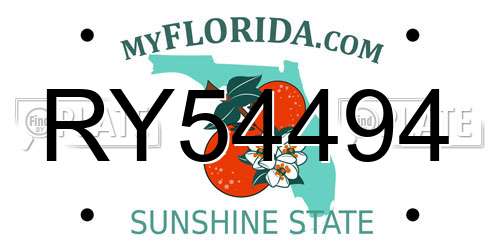 RY54494 Florida License Plate