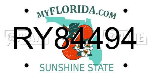RY84494 Florida License Plate