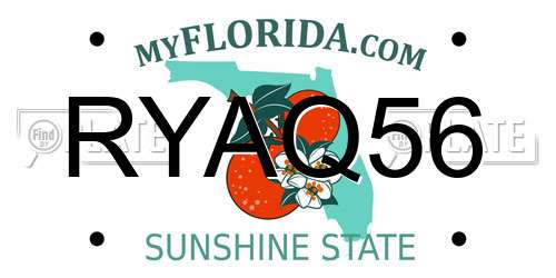 RYAQ56 Florida License Plate