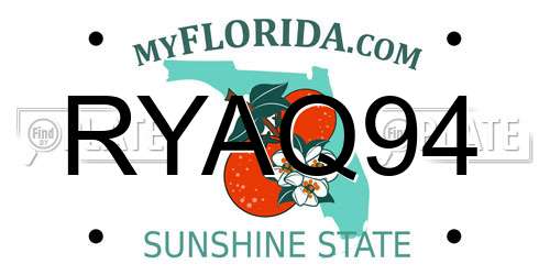 RYAQ94 Florida License Plate