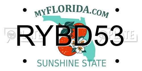 RYBD53 Florida License Plate