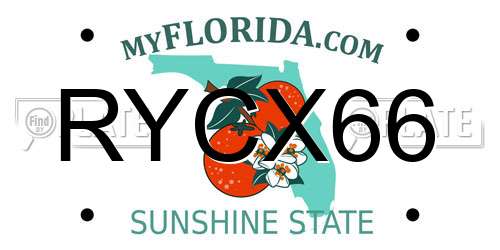 RYCX66 Florida License Plate
