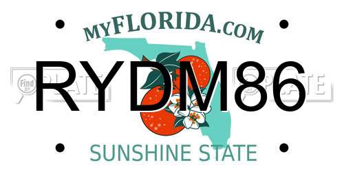 RYDM86 Florida License Plate