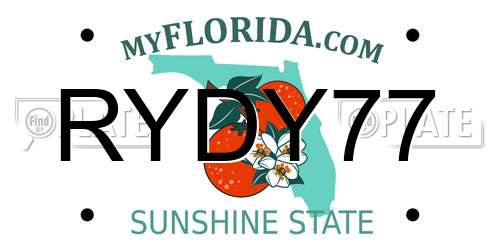 RYDY77 Florida License Plate