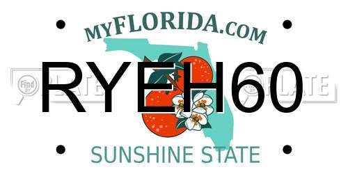 RYEH60 Florida License Plate