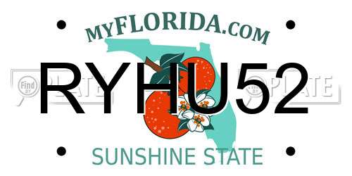 RYHU52 Florida License Plate