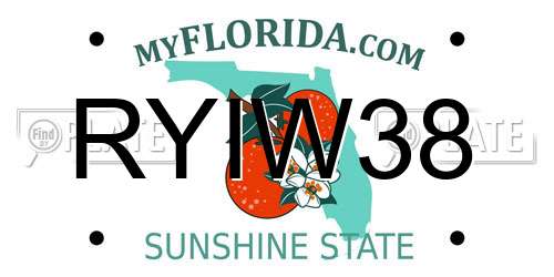 RYIW38 Florida License Plate