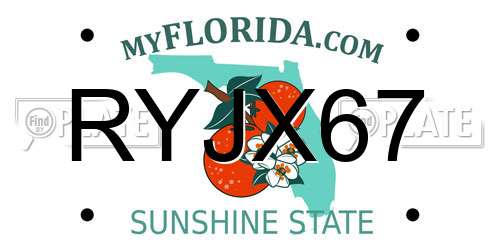 RYJX67 Florida License Plate