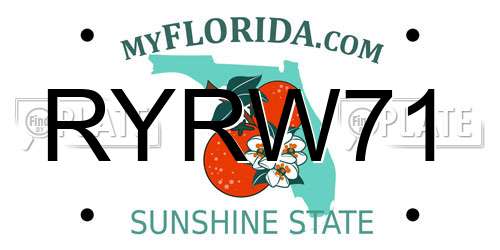 RYRW71 Florida License Plate