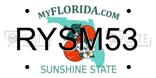 RYSM53 Florida License Plate