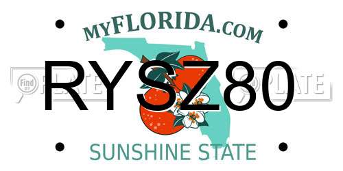 RYSZ80 Florida License Plate