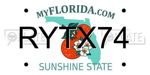 RYTX74 Florida License Plate