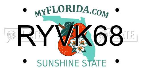 RYVK68 Florida License Plate