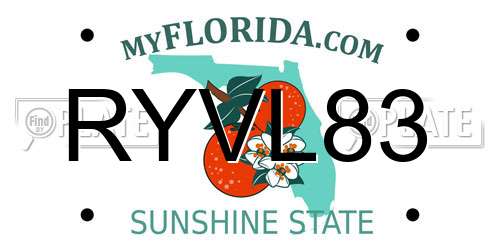 RYVL83 Florida License Plate