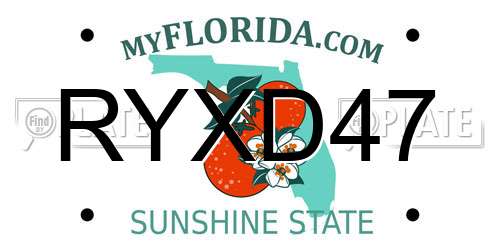 RYXD47 Florida License Plate