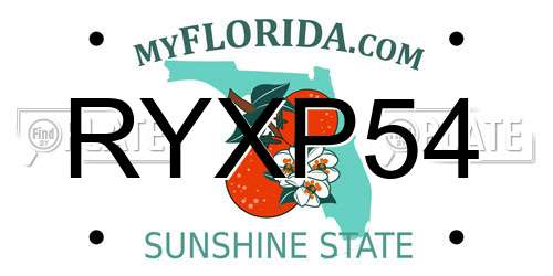 RYXP54 Florida License Plate
