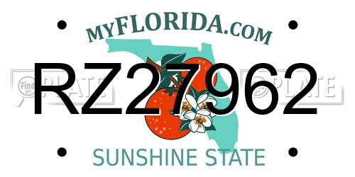 RZ27962 Florida License Plate