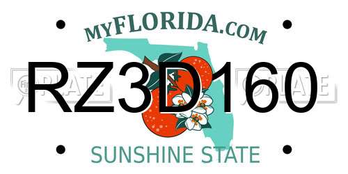 RZ3D160 Florida License Plate