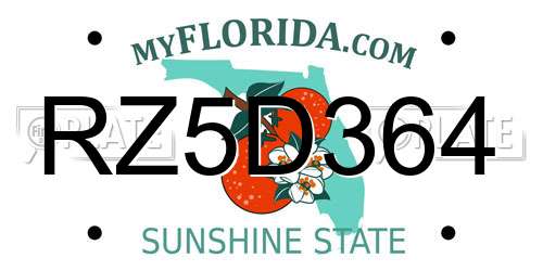 RZ5D364 Florida License Plate