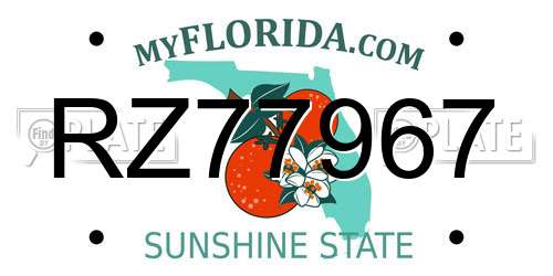RZ77967 Florida License Plate