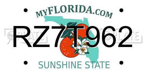 RZ7T962 Florida License Plate