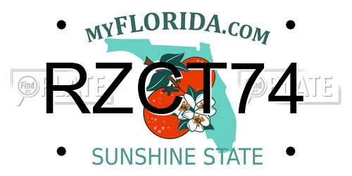 RZCT74 Florida License Plate