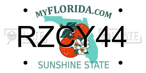 RZCY44 Florida License Plate