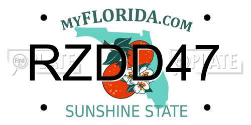 RZDD47 Florida License Plate