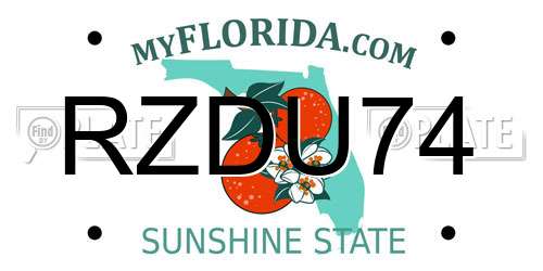 RZDU74 Florida License Plate