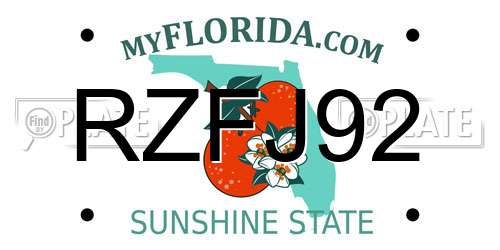 RZFJ92 Florida License Plate