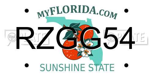 RZGG54 Florida License Plate