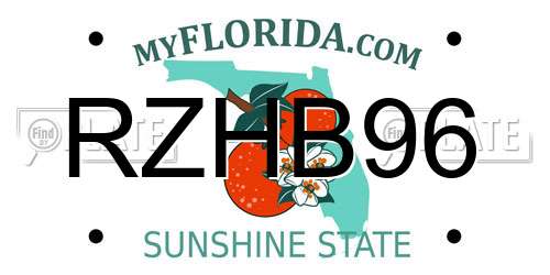 RZHB96 Florida License Plate