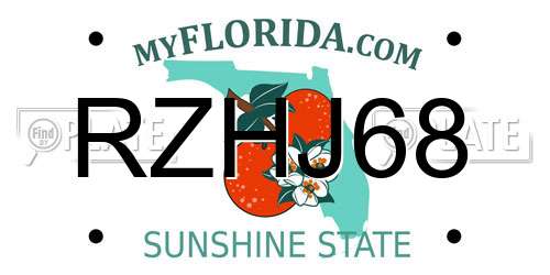 RZHJ68 Florida License Plate