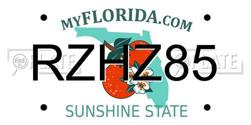 RZHZ85 Florida License Plate