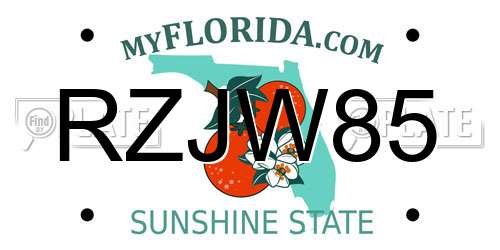 RZJW85 Florida License Plate