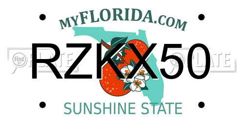 RZKX50 Florida License Plate