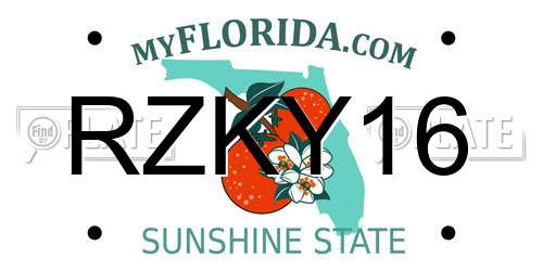 RZKY16 Florida License Plate