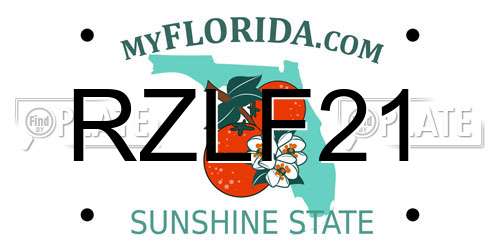 RZLF21 Florida License Plate
