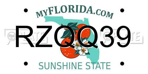 RZQQ39 Florida License Plate