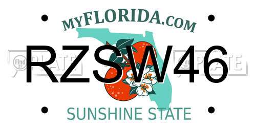 RZSW46 Florida License Plate