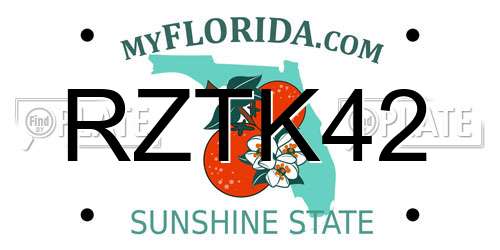 RZTK42 Florida License Plate